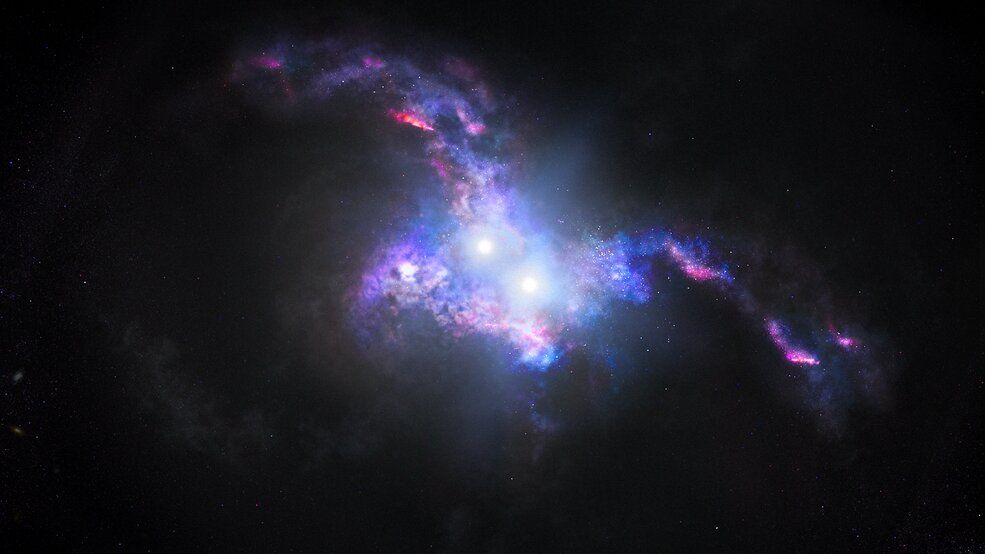 Hubble ve cuásares dobles en la fusión de galaxias
